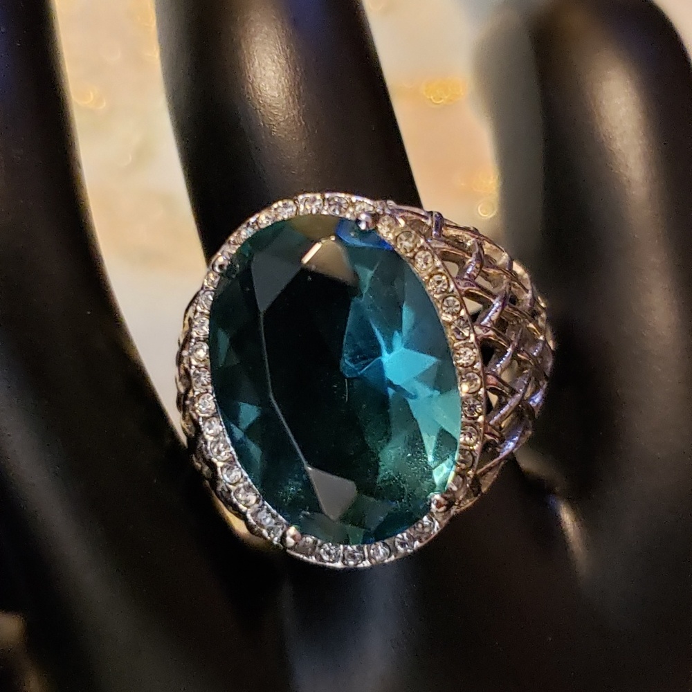 💕Aqua Stainless Oval Basket Weave Ring